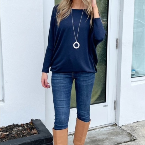 Jenny Boston Tops - Navy Blue Women's Blouse
